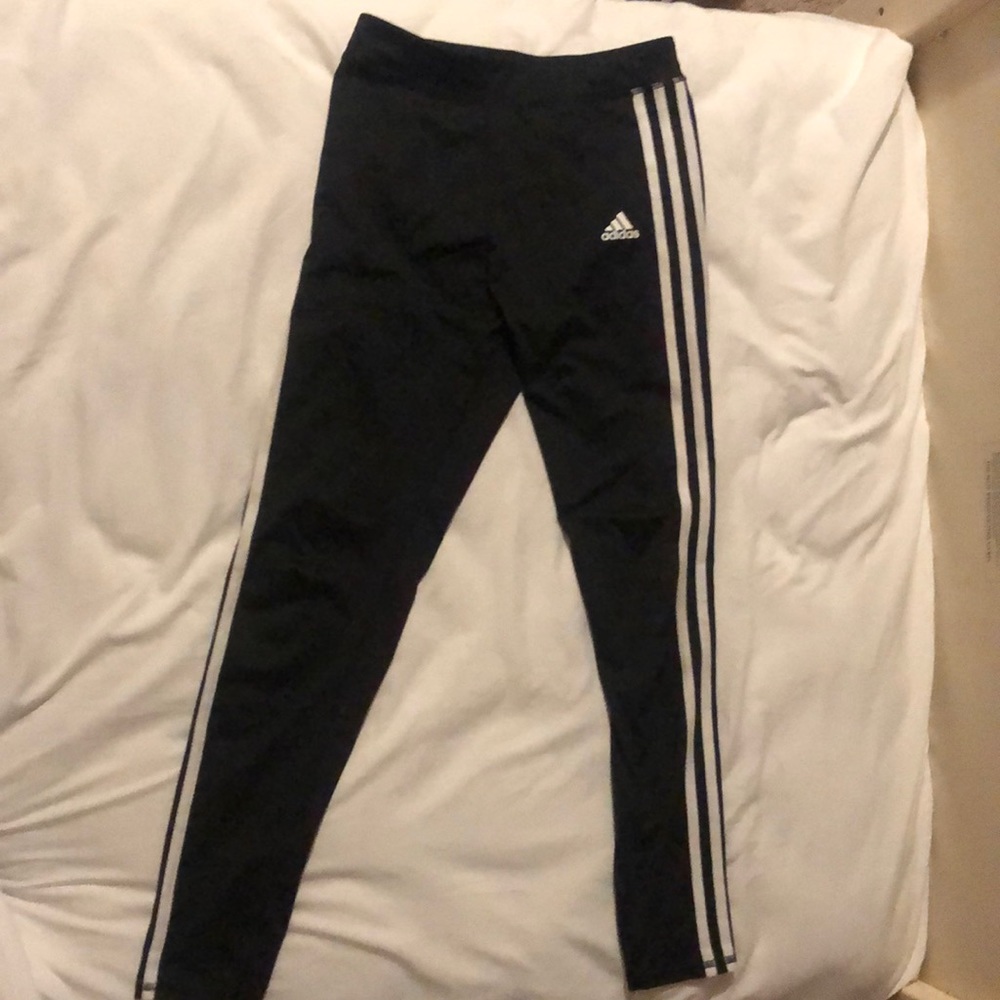 These are adidas black sweats that are in very good condition.